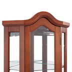 Corner Curio Cabinet with Lights and Adjustable Shelves - Walnut