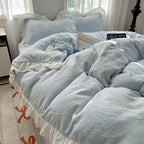A-class ins princess style milk velvet four piece set lace carved velvet warm cover winter bedding