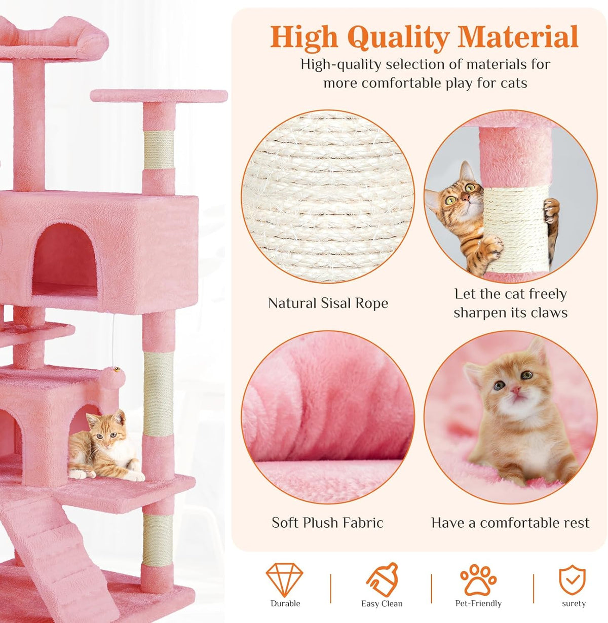 54 -Cat Tree Tower - Multi-level With Sisal Grab Post