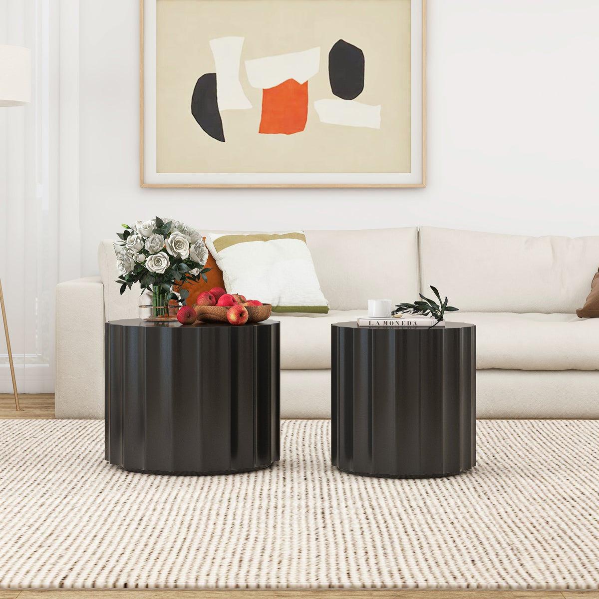 Coffee Table Set of 2, Round Coffee Table