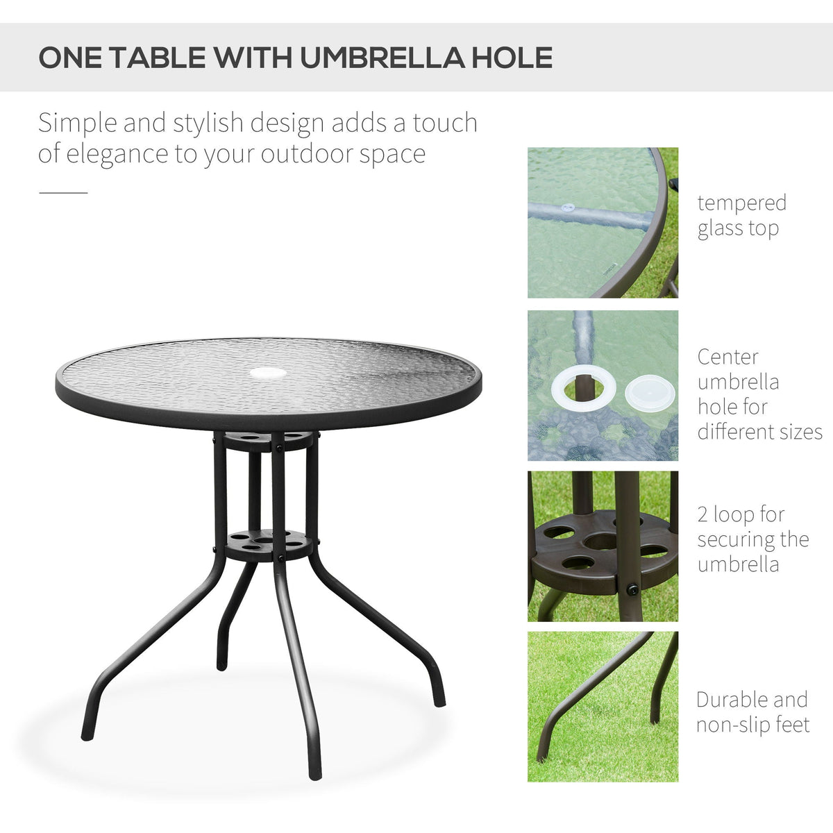 Outsunny - Patio Dining Set With Table Umbrella