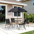 Outsunny - Patio Dining Set With Table Umbrella