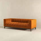 Mid Century Modern Sofa with Pet-Friendly Upholstery - White, Green, Orange