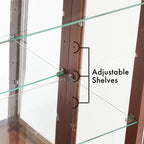 Lighted Curio Display Cabinet with Adjustable Shelves - Light Brown, Dark Brown, Dark Red