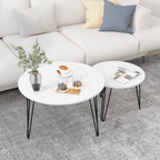 27.56'' Round Nesting Coffee Table Set of 2, Circular Nesting End Table Set