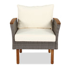 9-piece Patio rattan furniture set with Acacia wooden legs and tabletop sofa set