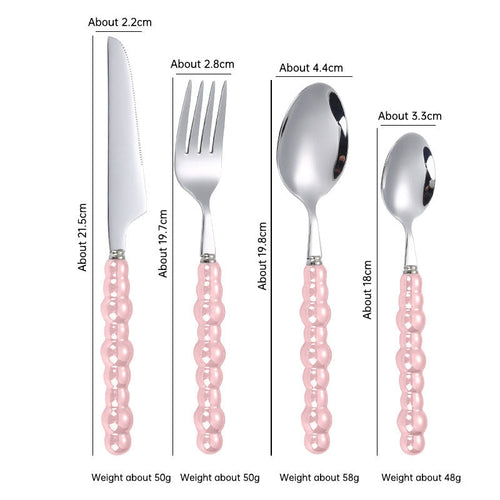 304 stainless steel knife and fork spoon creative pearl ceramic handle tableware western steak knife and fork dessert spoon