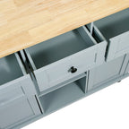 Kitchen handcart with rubber wood leaf countertop, storage cabinet