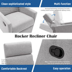Modern Upholstered Rocker Nursery Chair Plush Seating Glider Swivel Recliner