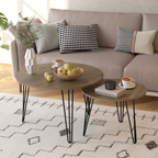 27.56'' Round Nesting Coffee Table Set of 2, Circular Nesting End Table Set