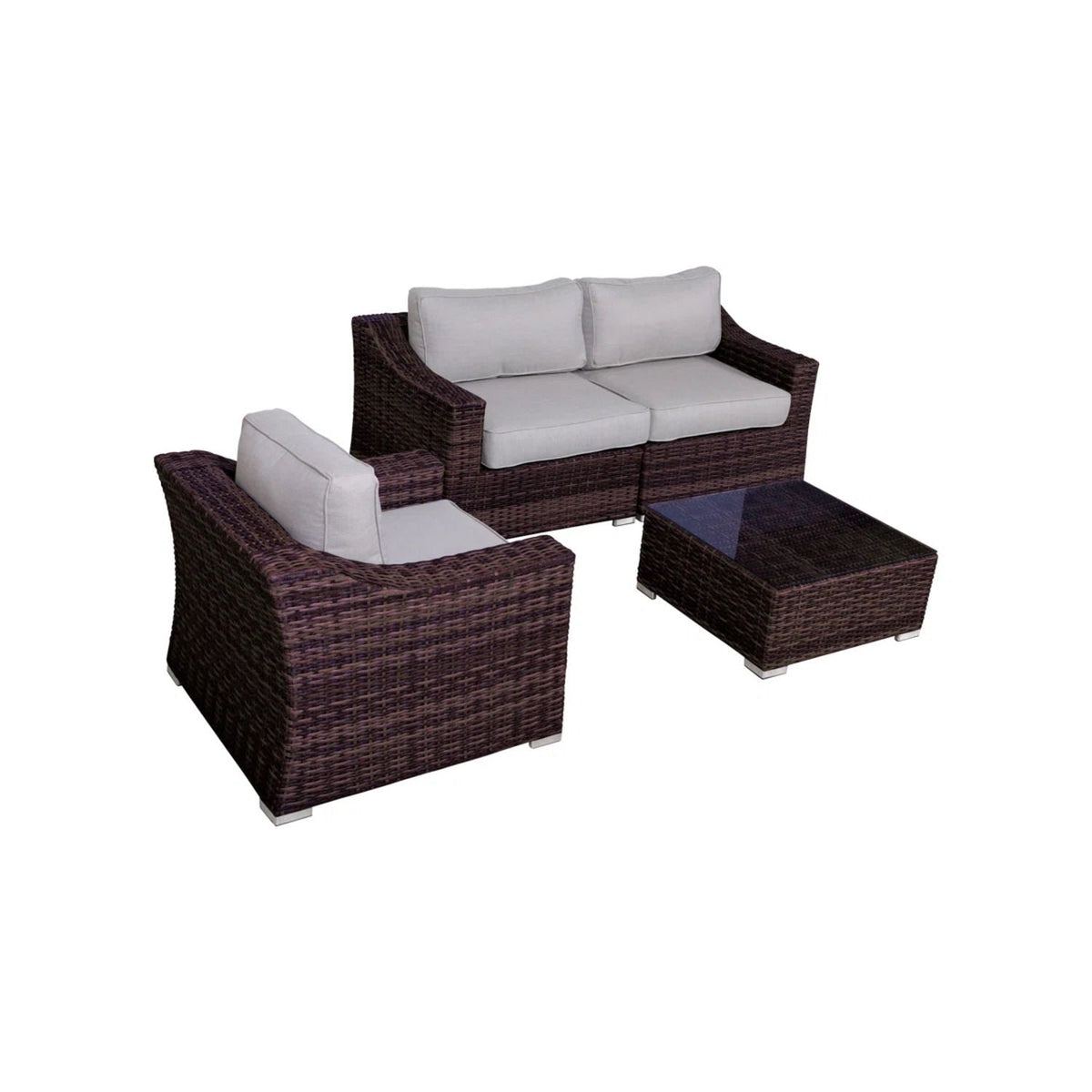 Outdoor Wicker Conversation Set With Cushions, All Weather