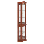 Corner Curio Cabinet with Lights and Adjustable Shelves - Walnut