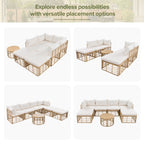 Outdoor Patio Furniture, All-Weather Rattan Sectional Sofa Set With Thick Cushions And Pillows