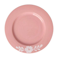 Ceramic Dinner Plate with Hand-painted White Flower Vine