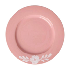 Ceramic Dinner Plate with Hand-painted White Flower Vine