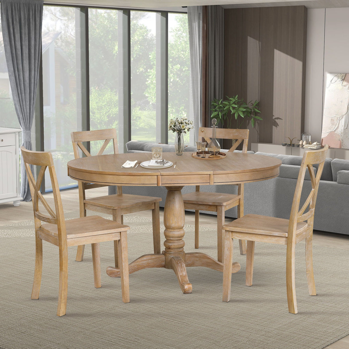 Modern Dining Table Set For 4, Round Table And 4 Kitchen Room Chairs