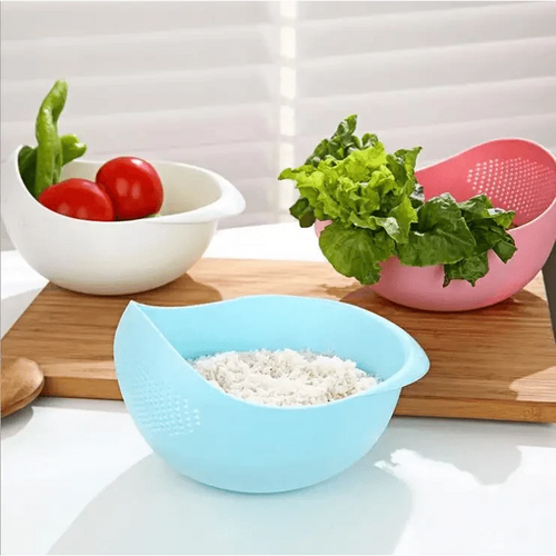 2PCS Nordic Food Grade Plastic Rice Beans Peas Washing Filter Strainer Basket