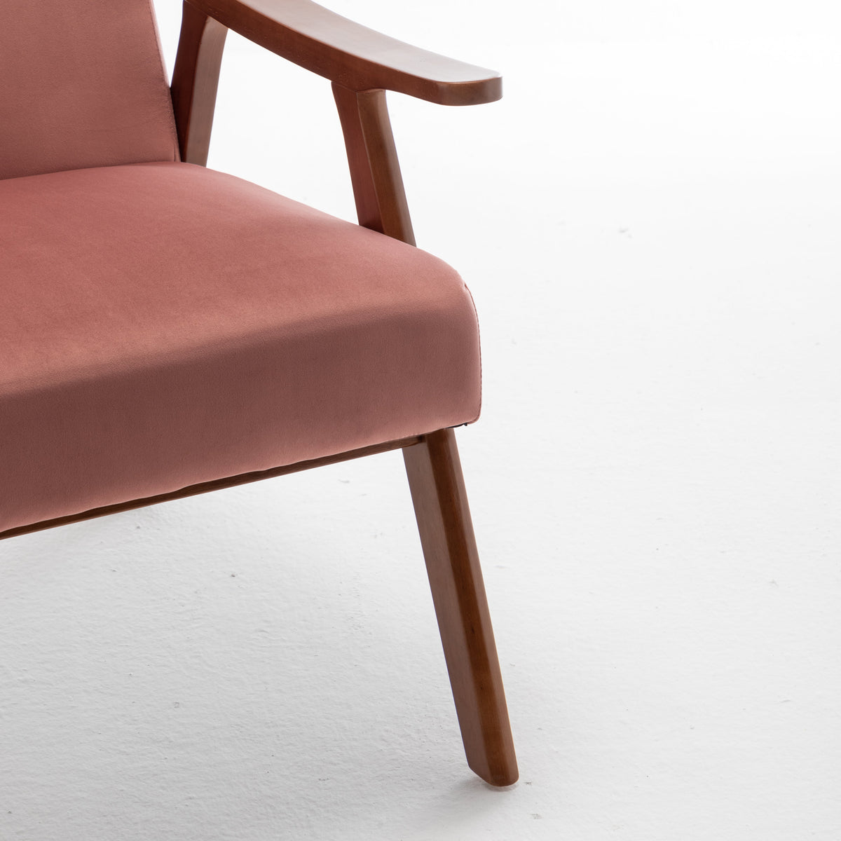 Mid-Century Modern Chair, Living Room Chair with Solid Wood Frame, Accent Chair Extra-Thick Backrest,