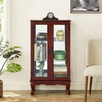 Lighted Curio Display Cabinet with Adjustable Shelves - Light Brown, Dark Brown, Dark Red