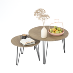 27.56'' Round Nesting Coffee Table Set of 2, Circular Nesting End Table Set