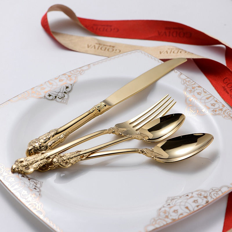 Stainless steel gold-plated palace Western tableware set