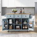 Kitchen handcart with rubber wood leaf countertop, storage cabinet