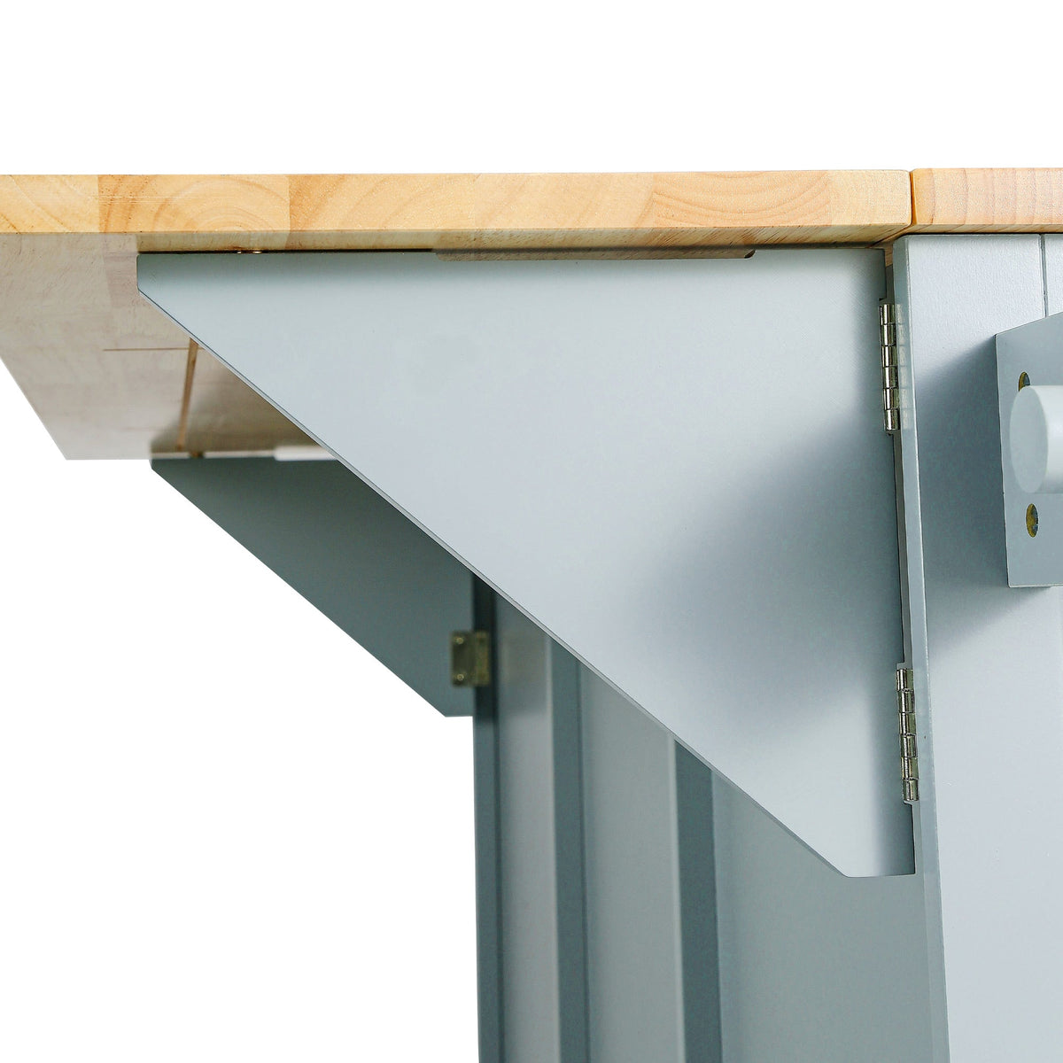 Kitchen handcart with rubber wood leaf countertop, storage cabinet