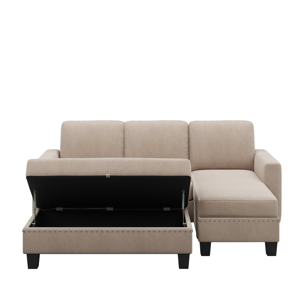 [New] [VIDEO provided] 81.1*76.3*35" Reversible Sectional Couch with Storage