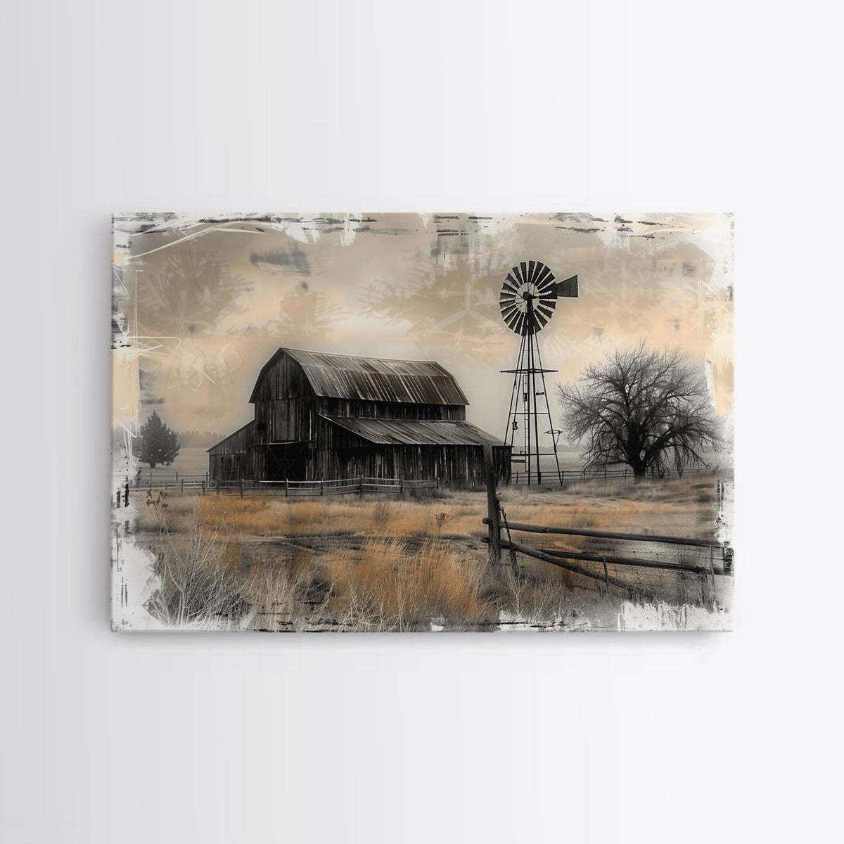 Farmhouse Barn Wall Art Canvas Print Painting Metal Art Vintage Decor
