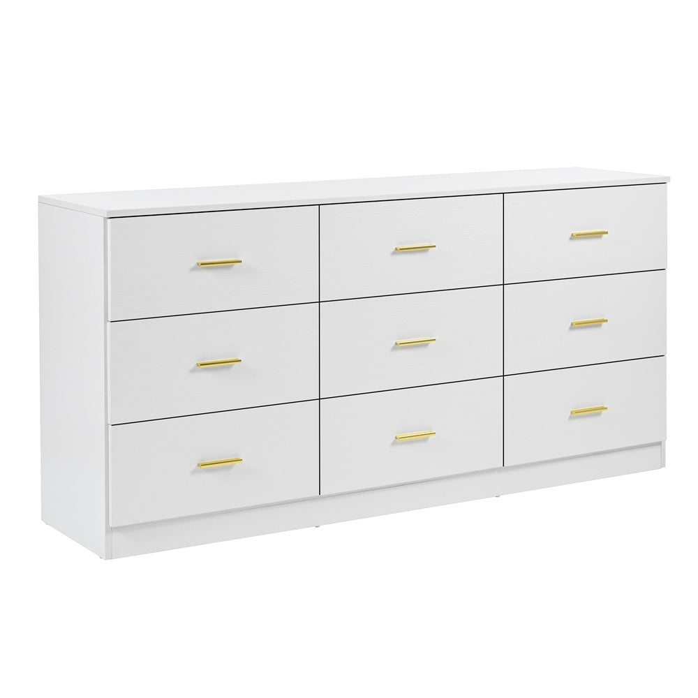 Modern White 9-Drawer Dresser for Bedroom