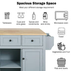 Kitchen handcart with rubber wood leaf countertop, storage cabinet