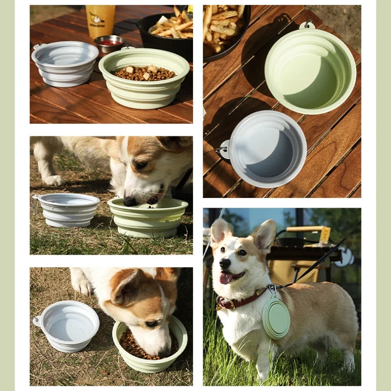 Dog Feeders Folding Silicone Bowl Outdoor Travel Foldable Portable
