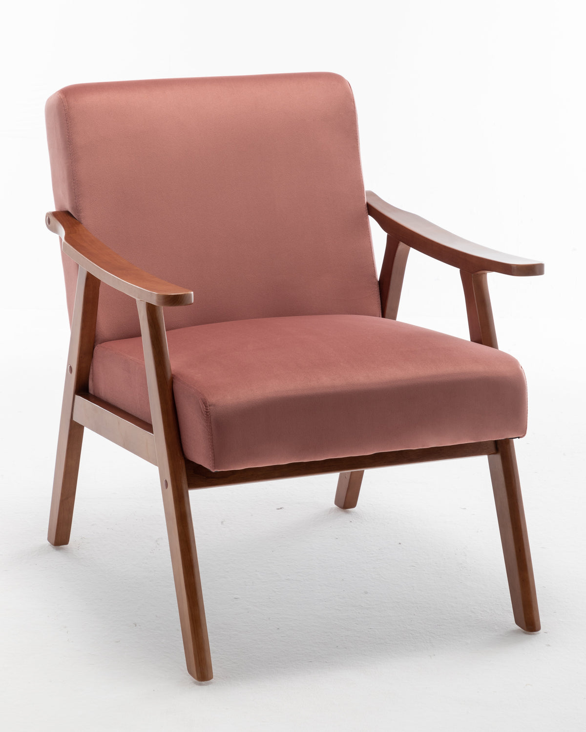 Mid-Century Modern Chair, Living Room Chair with Solid Wood Frame, Accent Chair Extra-Thick Backrest,