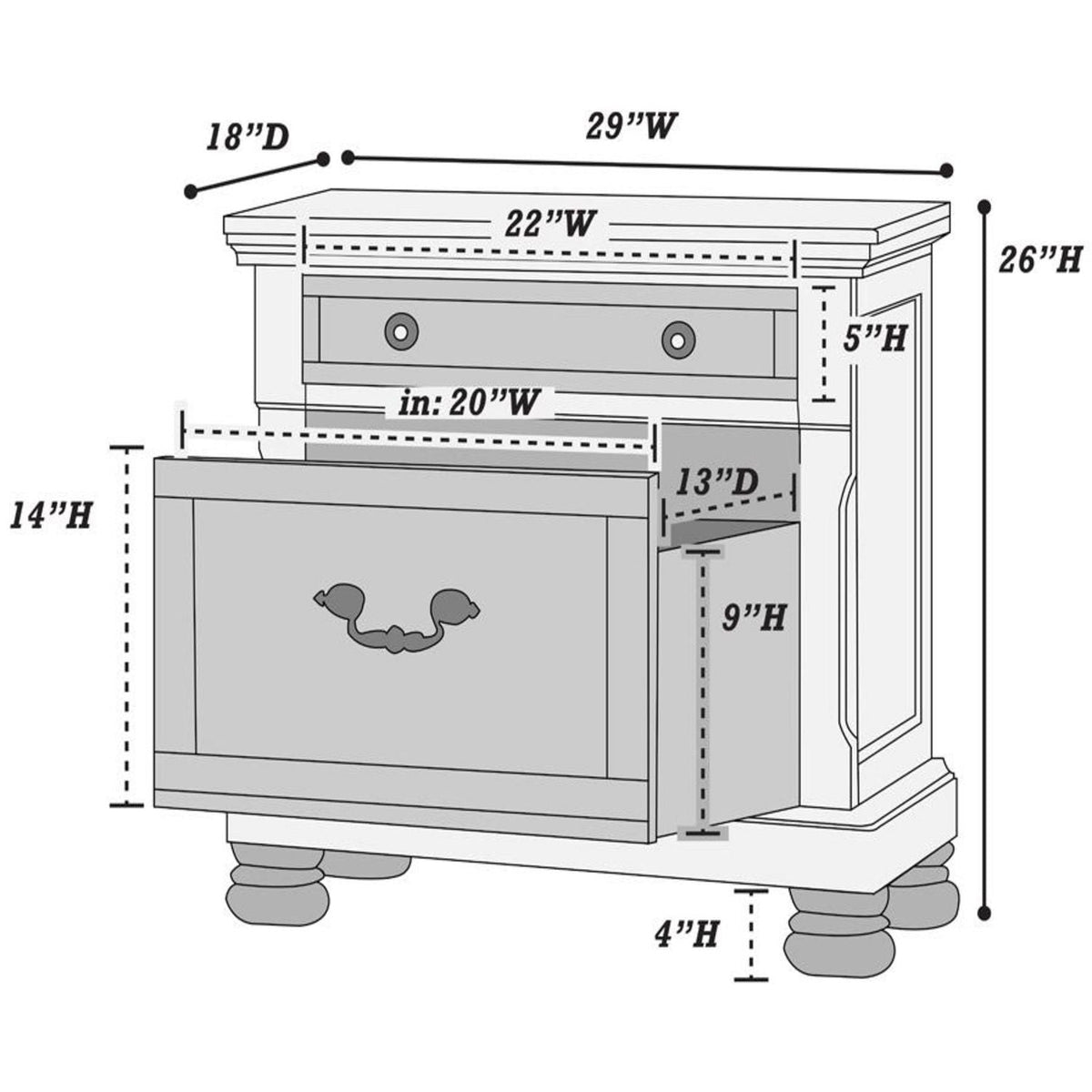 Panel 3 Piece Bedroom Set with Nightstands - Dark Gray or Dark Brown