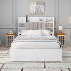 Multi-functional Full Size Bed Frame with 4 Under-bed Portable Storage Drawers