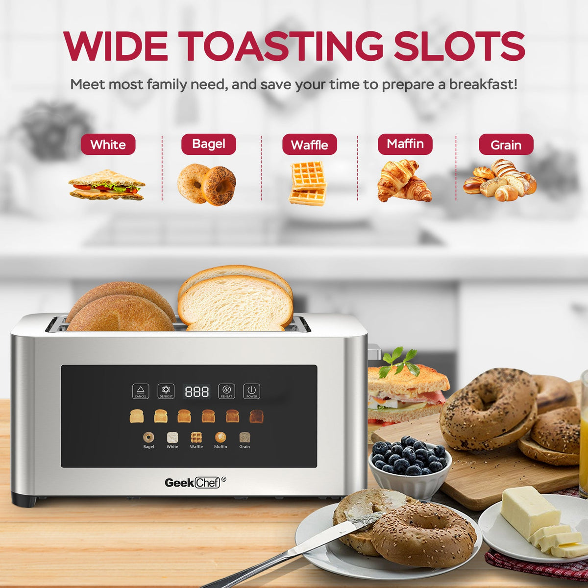 4-Slice Toaster with Extra-Wide Entrance - Stainless Steel