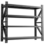 Heavy Duty 4 Shelf Garage Shelving Unit with Adjustable Steel Frame - Black