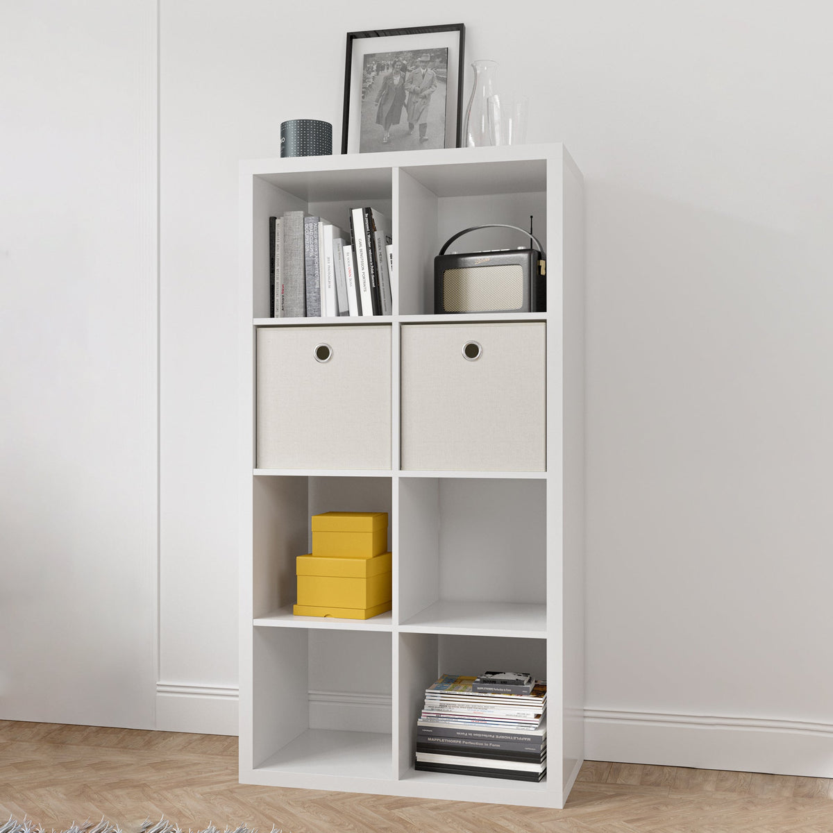 Smart Cube 8-Cube Organizer Storage with Opened Back Shelves 2 X 4 Cube Bookcase