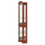Corner Curio Cabinet with Lights and Adjustable Shelves - Walnut