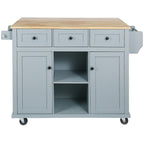 Kitchen handcart with rubber wood leaf countertop, storage cabinet