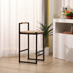 Set of 2 Bar Stools with Back Paper Rope Woven Counter Height