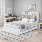 Multi-functional Full Size Bed Frame with 4 Under-bed Portable Storage Drawers