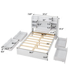 Multi-functional Full Size Bed Frame with 4 Under-bed Portable Storage Drawers