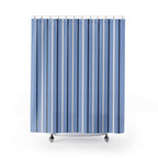 Elegant Slate Blue Stripe Shower Curtain – Coastal Modern Bathroom Decor