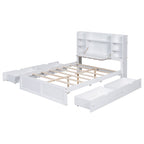 Multi-functional Full Size Bed Frame with 4 Under-bed Portable Storage Drawers