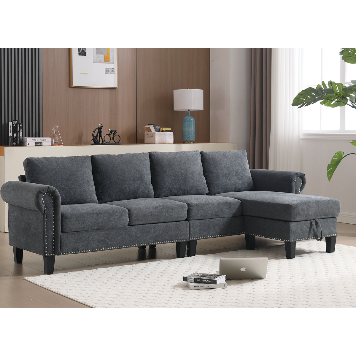 Convertible Sectional Sofa with Storage,L-shaped sofa Modern Linen Fabric