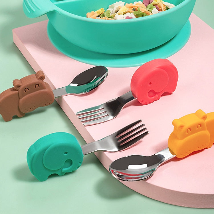 Baby Gadgets Tableware Set Children Utensil Stainless Steel Toddler Dinnerware Cutlery