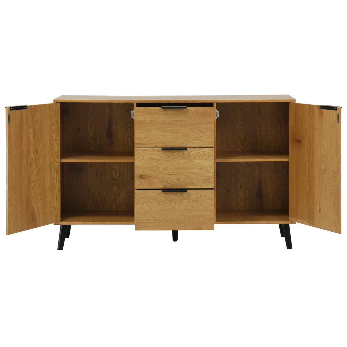 Side panel buffet cabinet with storage room