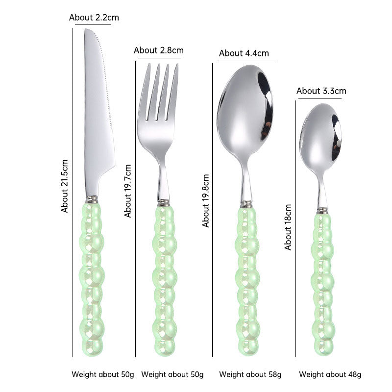 304 stainless steel knife and fork spoon creative pearl ceramic handle tableware western steak knife and fork dessert spoon