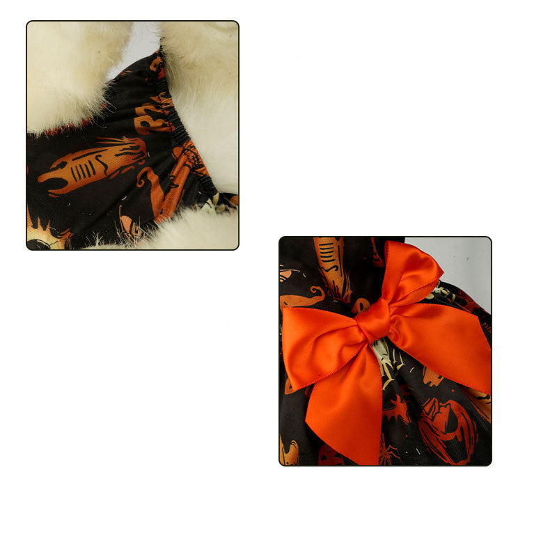 Halloween Small Dog Clothes Pet Dress Pumpkin Print Dress
